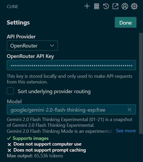Cline OpenRouter Configuration